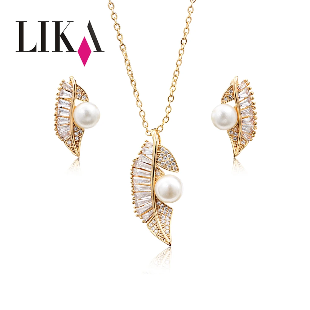 LIKA Fashion Leaf Shap Jewelry Sets Crystal Gold Color Big Simulated Pearl Wedding Party Jewelry Set Wholesale For Women Jewelry
LIKA Fashion Leaf Shap Jewelry Sets Crystal Gold Color Big Simulated Pearl Wedding Party Jewelry Set Wholesale For Women Jewelry