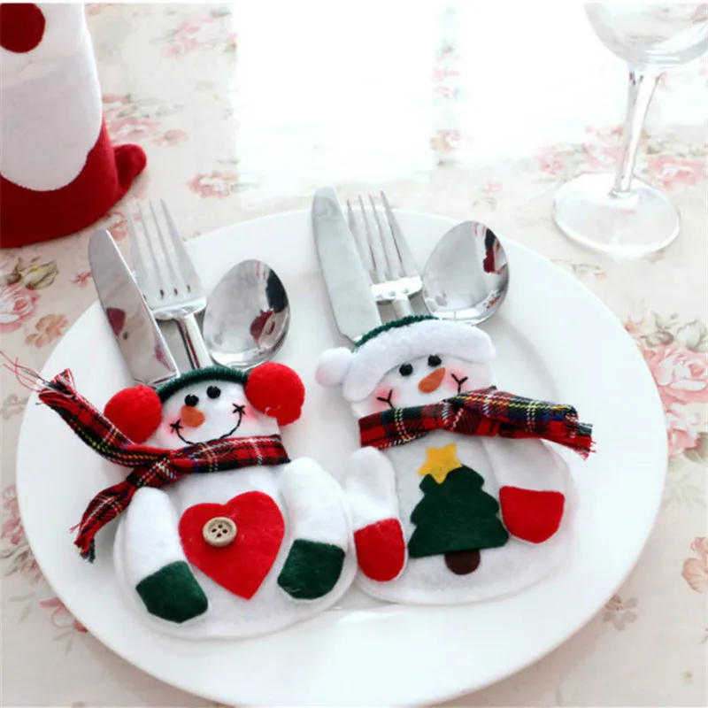 Фото Милый Рождественский Снеговик чехол для вилок Набор ножей и 1 шт. рождественские