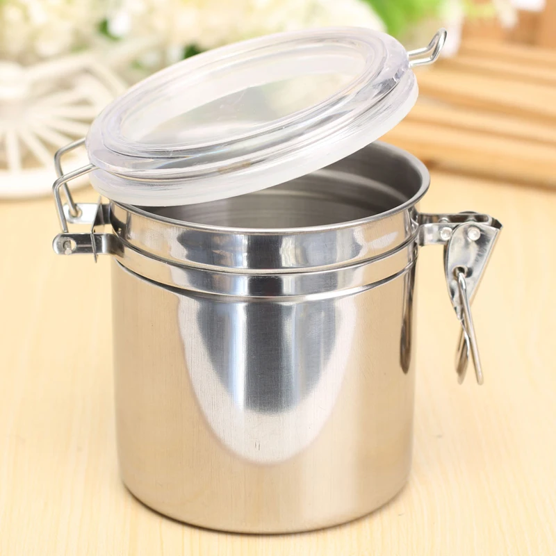 Stainless Steel Airtight Sealed Canister Coffee Flour Sugar Tea Container Holder