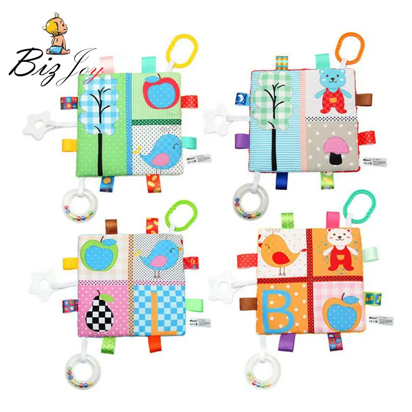 Baby soft Towel Teether ring bell Rattle colorful picture Calm Wipes infant Blanket Plush Toys Crib Stroller Play | Игрушки и хобби