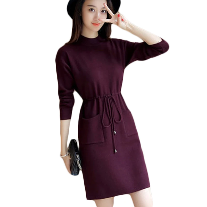 Women Pullover Solid Color Pocket Loose Knitting Dress Ladies Casual Long Sleeve Drawstring Short Dress for Autumn Winter XH618
Women Pullover Solid Color Pocket Loose Knitting Dress Ladies Casual Long Sleeve Drawstring Short Dress for Autumn Winter XH618