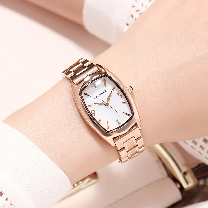 Rose gold pearl beaker barrel-shaped steel strap waterproof women's quartz watch Gifts for Women Fashion& leisure women's watch 
Rose gold pearl beaker barrel-shaped steel strap waterproof women's quartz watch Gifts for Women Fashion& leisure women's watch