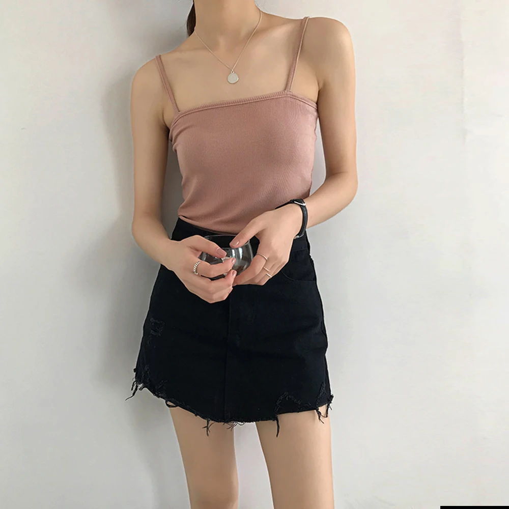 Summer New Elastic Knit Sling Slim Vest Korean Tank Tops Summer Sexy Female Sleeveless Casual Coffee Solid Color Girls One Size
Summer New Elastic Knit Sling Slim Vest Korean Tank Tops Summer Sexy Female Sleeveless Casual Coffee Solid Color Girls One Size