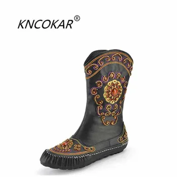 KNCOKAR 2018 new winter women's round head beaded flat embroidered flower national style vintage ankle boots size 36-40
KNCOKAR 2018 new winter women's round head beaded flat embroidered flower national style vintage ankle boots size 36-40