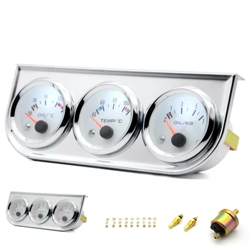 3 IN 1 Kit Gauges 52mm Water Temp Oil Pressure Oil Temp Gauges Chrome Housing White Face With Sensor
3 IN 1 Kit Gauges 52mm Water Temp Oil Pressure Oil Temp Gauges Chrome Housing White Face With Sensor