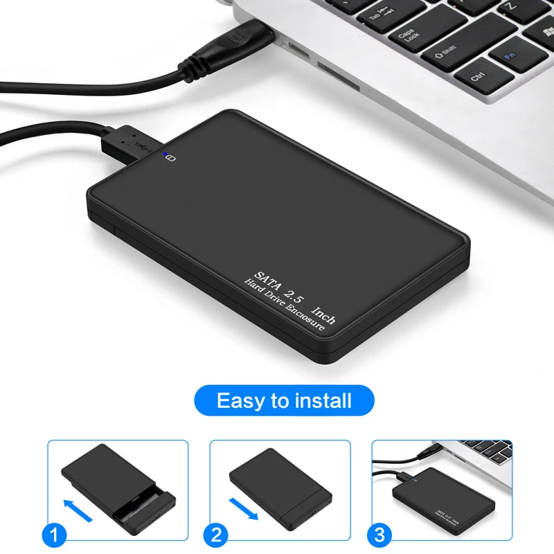 

SATA to USB 2.5inch HDD Box Case for Hard Disk Drive External HDD Enclosure Black 5Gbps USB3.0 Supports UASP for HDD SSD 2TB NEW