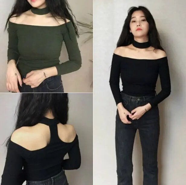 New arrival all-match Fashion Women's Clothing Girls' sexy Straight collar Strapless long sleeved T-shirt Ms Novelty slim Tops
New arrival all-match Fashion Women's Clothing Girls' sexy Straight collar Strapless long sleeved T-shirt Ms Novelty slim Tops