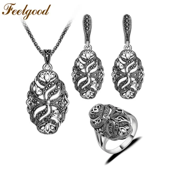 Feelgood 2017 Silver Color Antique Jewellery Hollow Out Plant Shape Vintage Black Crystal Fashion Jewelry Sets Women Party Gift
Feelgood 2017 Silver Color Antique Jewellery Hollow Out Plant Shape Vintage Black Crystal Fashion Jewelry Sets Women Party Gift