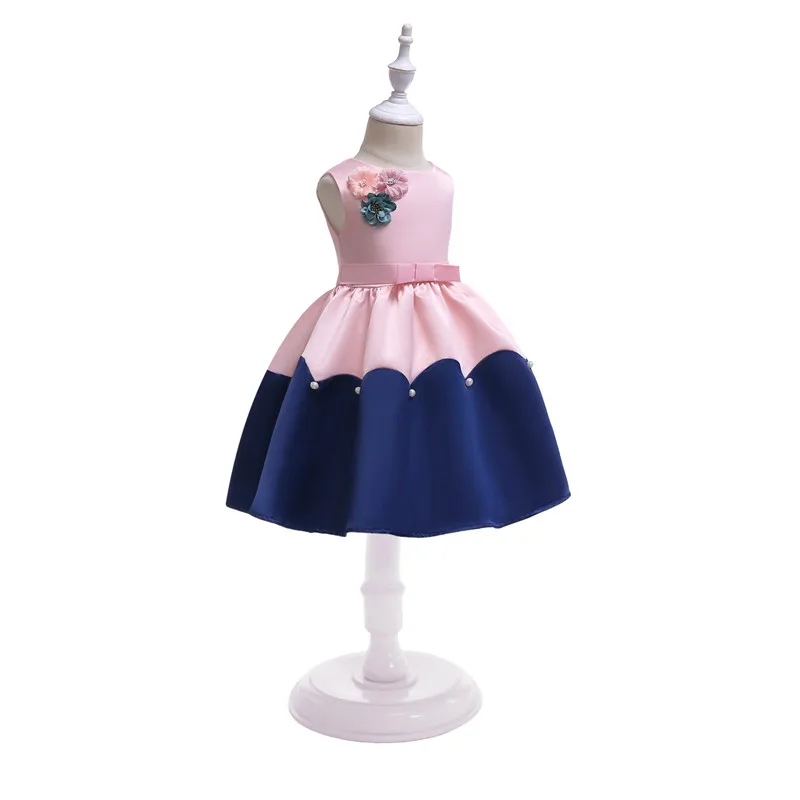 Kids Beautiful Flower Bow Belt Beading Ball Gown Wedding Dress Children's Girl Embroidered Evening Dresses Children's Clothing06