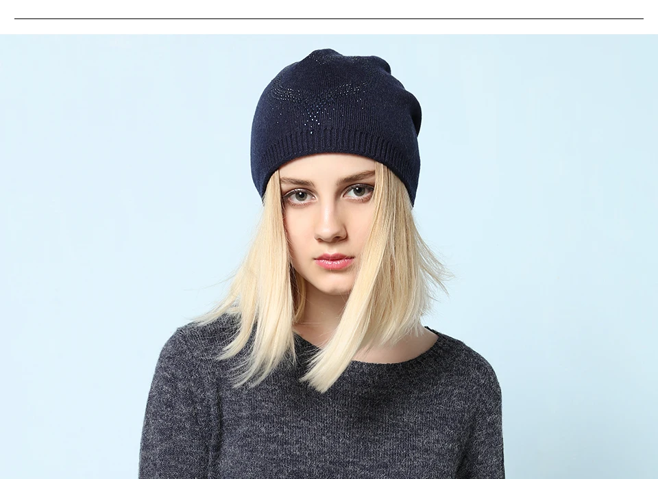 Ralferty 2018 Winter Women's Hats Wool Knitted Beanies Casual Double Layer Thick Warm Hats For Women Ski Cap bonnet femme gorros 3