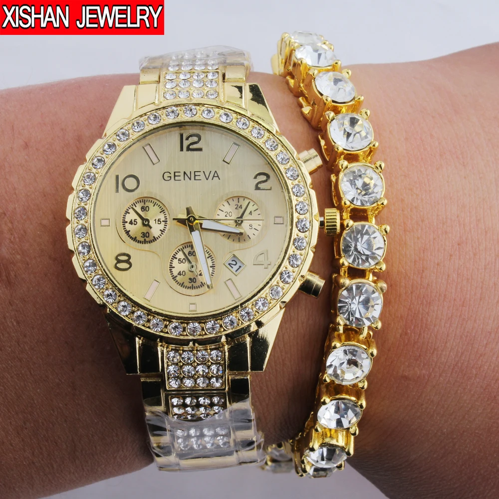 Mens Iced Out Hip Hop Gold Lad Cubic Zirconia Watch & 8MM 8.26 '' CZ Bracelet Watch Set Jewelry Gift Set
Mens Iced Out Hip Hop Gold Lad Cubic Zirconia Watch & 8MM 8.26 '' CZ Bracelet Watch Set Jewelry Gift Set