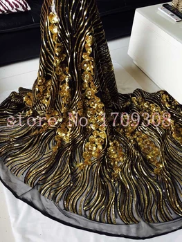 Fashionable paillette net fabric/french net fabric in gold and black/ tull sequins mesh fabric for party dress
Fashionable paillette net fabric/french net fabric in gold and black/ tull sequins mesh fabric for party dress