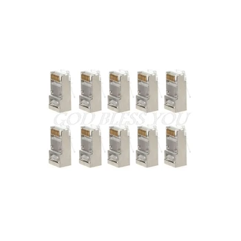 10Pcs Copper Cat6 8-Pin RJ45 8P8C Shielded Stranded Crimp Modular Plug Connector Socket
10Pcs Copper Cat6 8-Pin RJ45 8P8C Shielded Stranded Crimp Modular Plug Connector Socket