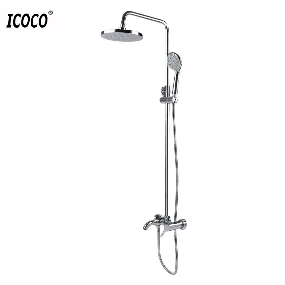 

ICOCO Bathroom Rainfall Shower Faucet Set Wall Mounted Dual Head Bathtub Shower Set Bath Mixer Tap With Hand Sprayer
