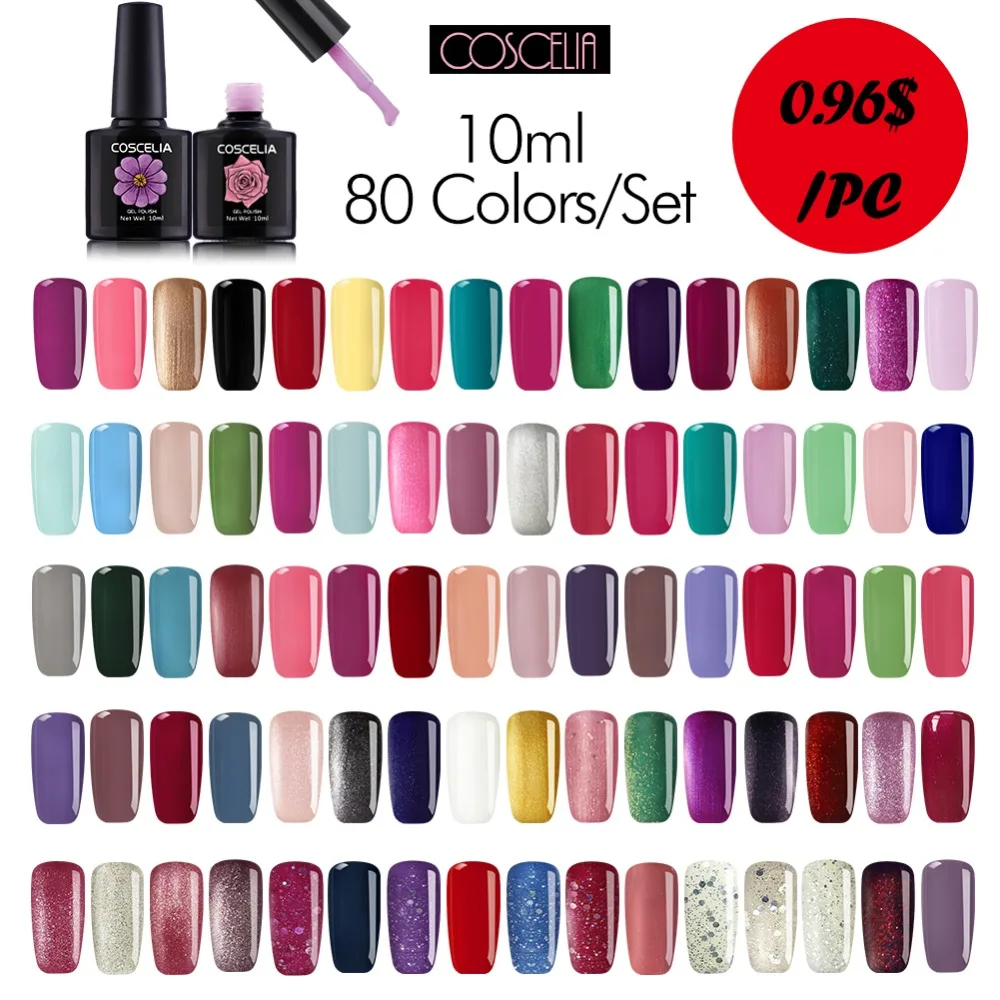 COSCELIA All 80 Colors/Set 10ML UV Gel Nail Polish Kit Manicure Set Gel Varnishes Polish Gel For Nail Art Polish Kit
COSCELIA All 80 Colors/Set 10ML UV Gel Nail Polish Kit Manicure Set Gel Varnishes Polish Gel For Nail Art Polish Kit