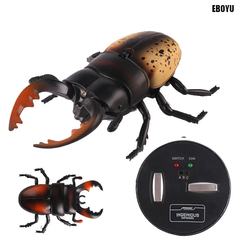 EBOYU RC Beetle Infrared Remote Control Fake Stag Simulated Rhino Novelty Toy Mock Model Prank Insects Joke | Игрушки и хобби