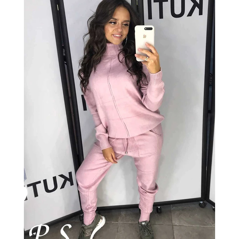 Winter Knitted Suit For Women Pullover Sweater + Pants 2 Piece Set Thick Warm Tracksuit Turleneck Sportswear Causal 2018 RH426
Winter Knitted Suit For Women Pullover Sweater + Pants 2 Piece Set Thick Warm Tracksuit Turleneck Sportswear Causal 2018 RH426