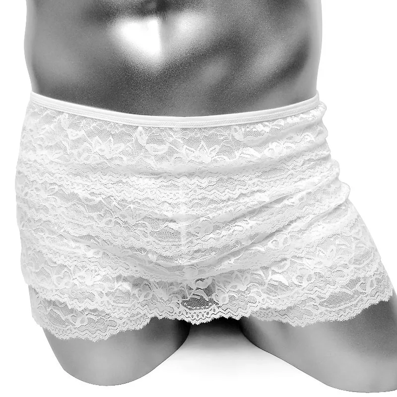 

Ruffled Lace Sissy Underwear Boxers Panties Sexy Lingerie Sissy Frilly Knickers Pettipants Layered Gay Men Boxers Underpants