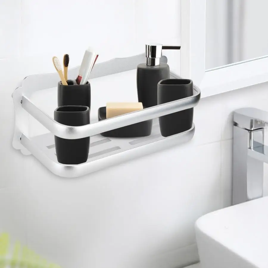 No-Drilling Wall Mounted Rectangle Storage Towel Rack Aluminum Bathroom Organizer Basket Silver floating shelf
No-Drilling Wall Mounted Rectangle Storage Towel Rack Aluminum Bathroom Organizer Basket Silver floating shelf