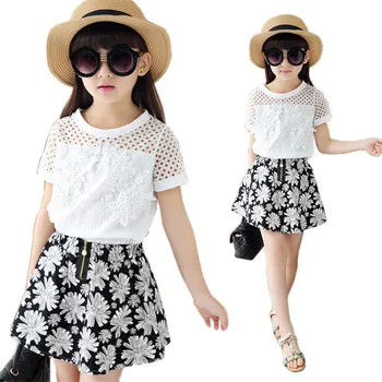 Girls Clothing White Lace Hollow T-Shirt + Flower Girl Skirts Two Piece Suit Cute Princess Wedding Party Clothes Sets 3-14 Ages
Girls Clothing White Lace Hollow T-Shirt + Flower Girl Skirts Two Piece Suit Cute Princess Wedding Party Clothes Sets 3-14 Ages