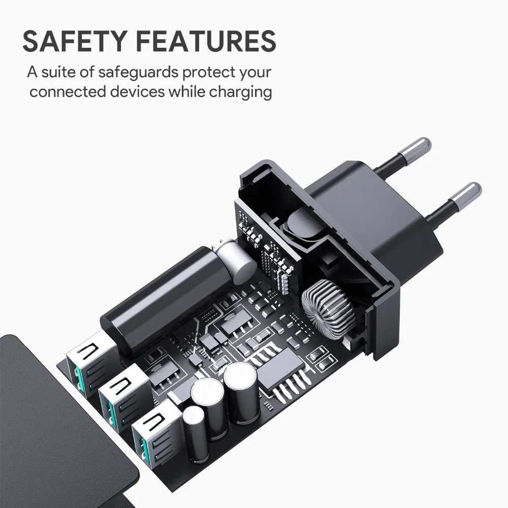 Aukey Универсальный 4 Порты USB Зарядное устройство Путешествия стены адаптер для
