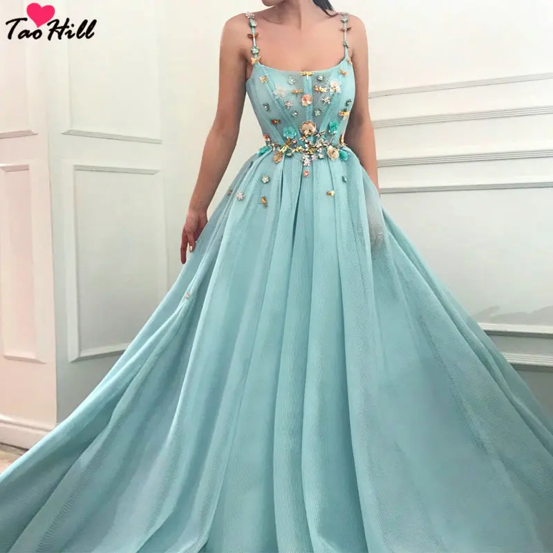 TaoHill Bridal Guest Dresses 2019 A-line Spaghetti Straps Light Blue dress Colorful Handmad Flowers Evening Party Dress
TaoHill Bridal Guest Dresses 2019 A-line Spaghetti Straps Light Blue dress Colorful Handmad Flowers Evening Party Dress