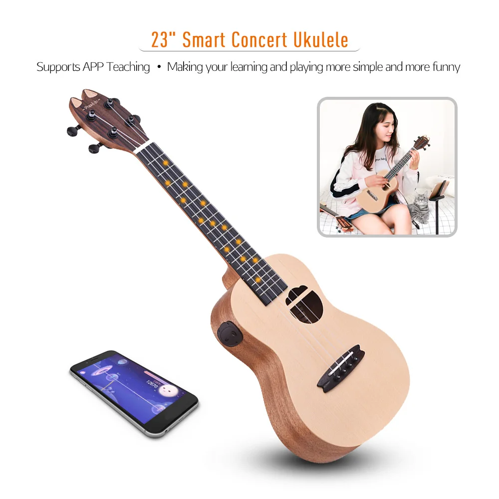 Populele Q1 23" Ukulele Smart Concert Ukulele Ukelele Supports APP Teaching BT Connection ABS Fretboard with LED light
Populele Q1 23" Ukulele Smart Concert Ukulele Ukelele Supports APP Teaching BT Connection ABS Fretboard with LED light