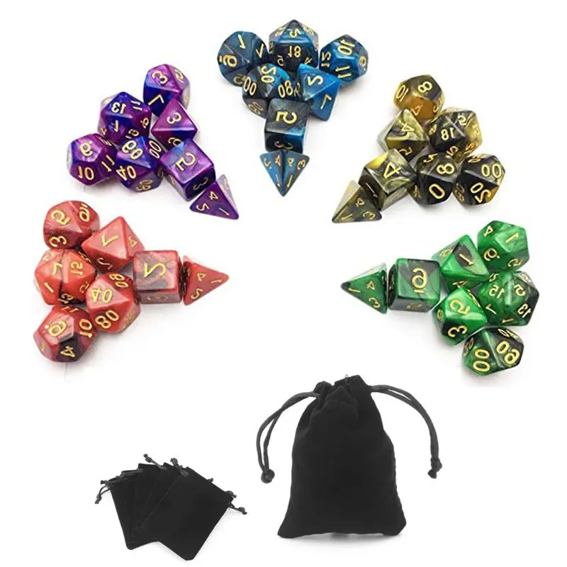 5 x 7-Die Series Two Colors Dungeons And Dragons DND RPG MTG Table Games Dice With Free Pouches
5 x 7-Die Series Two Colors Dungeons And Dragons DND RPG MTG Table Games Dice With Free Pouches