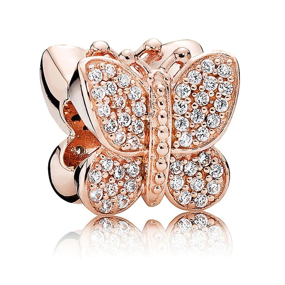 Authentic S925 Sterling Silver DIY Jewelry Sparkling Butterfly Charms fit Pandora Bracelet Bangle Girl Gift Rose & Clear CZ
Authentic S925 Sterling Silver DIY Jewelry Sparkling Butterfly Charms fit Pandora Bracelet Bangle Girl Gift Rose & Clear CZ