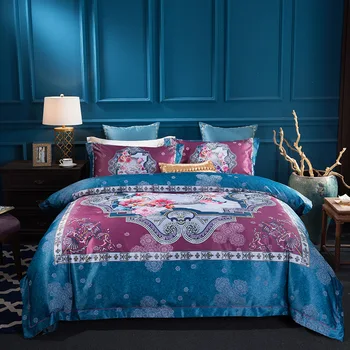 Chinese classical Luxury Silk Cotton Brocade Bedding Set Digital Printed Duvet cover Bed Sheet Pillowcases Queen King size 4pcs
Chinese classical Luxury Silk Cotton Brocade Bedding Set Digital Printed Duvet cover Bed Sheet Pillowcases Queen King size 4pcs