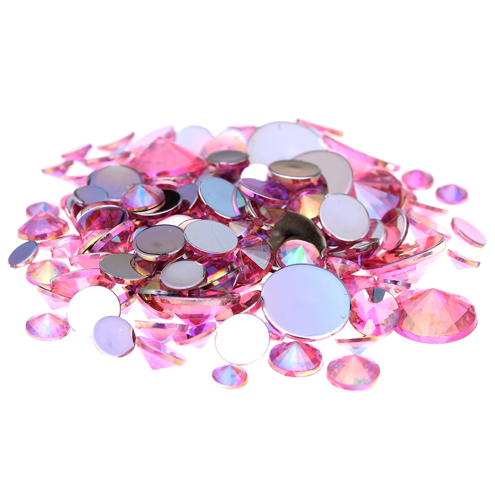 

4mm 5mm 6mm 10mm And Mixed Sizes Light Pink AB Acrylic Rhinestones For Nails Design Crystal 3D Nail Art Glitter Decorations