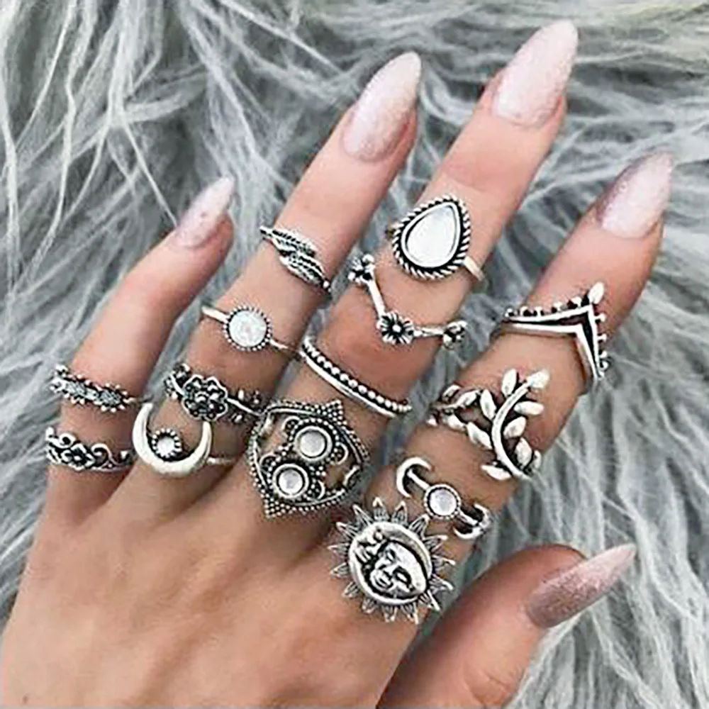 Vienkim Vintage Jewelry Accessories Fashion Crystal Leaves Moon Sun Flower Joint Rings Bohemian Style 14 Pcs/set Rings for Women
Vienkim Vintage Jewelry Accessories Fashion Crystal Leaves Moon Sun Flower Joint Rings Bohemian Style 14 Pcs/set Rings for Women
