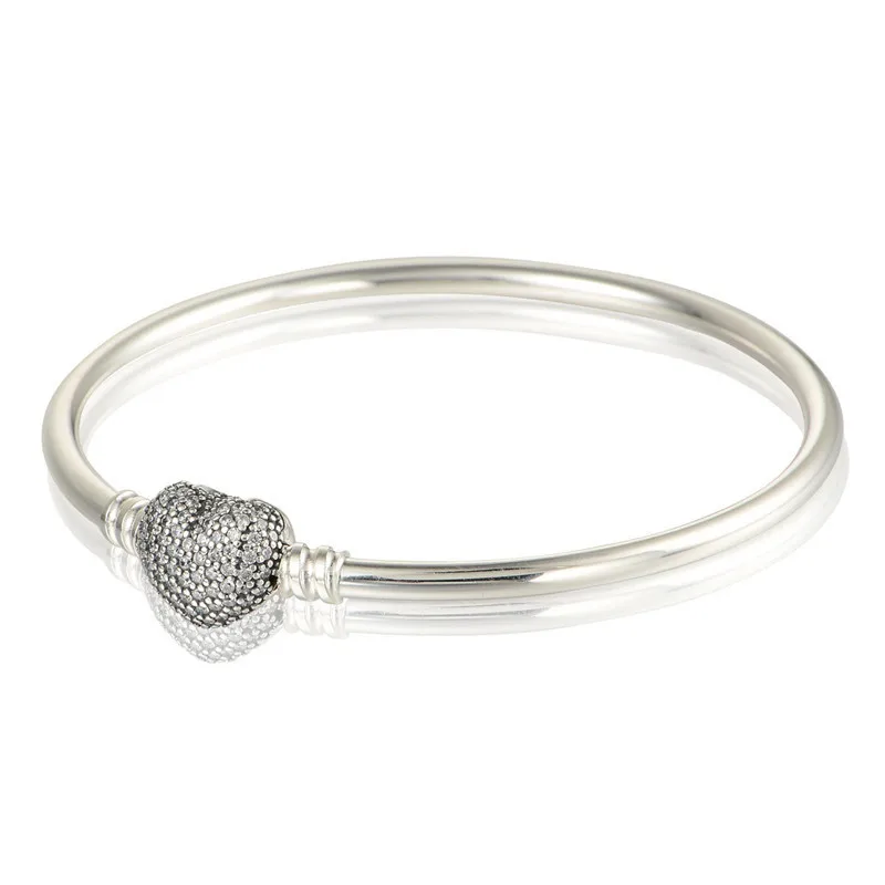 Always In My Heart Silver Bangles with Crystal Heart Shape Clasp DIY Silver 925 Jewelry Charms Bracelets & Bangles for Women
Always In My Heart Silver Bangles with Crystal Heart Shape Clasp DIY Silver 925 Jewelry Charms Bracelets & Bangles for Women