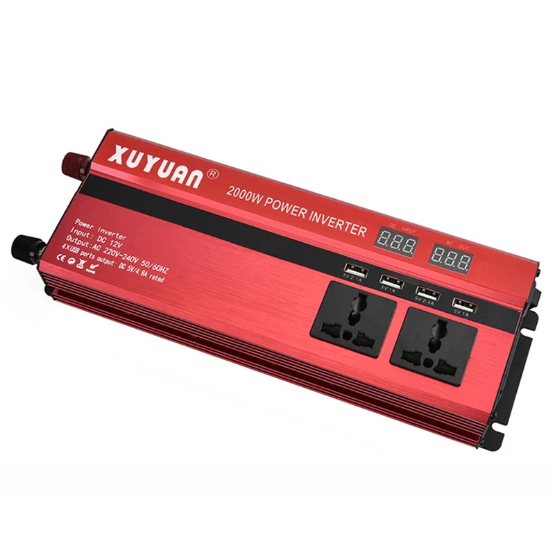600W/1200W/2000W Potable 50Hz Car LED Display Screen Power Inverter Converter DC 12V To AC 220V 4 USB Ports Charger XNC
600W/1200W/2000W Potable 50Hz Car LED Display Screen Power Inverter Converter DC 12V To AC 220V 4 USB Ports Charger XNC