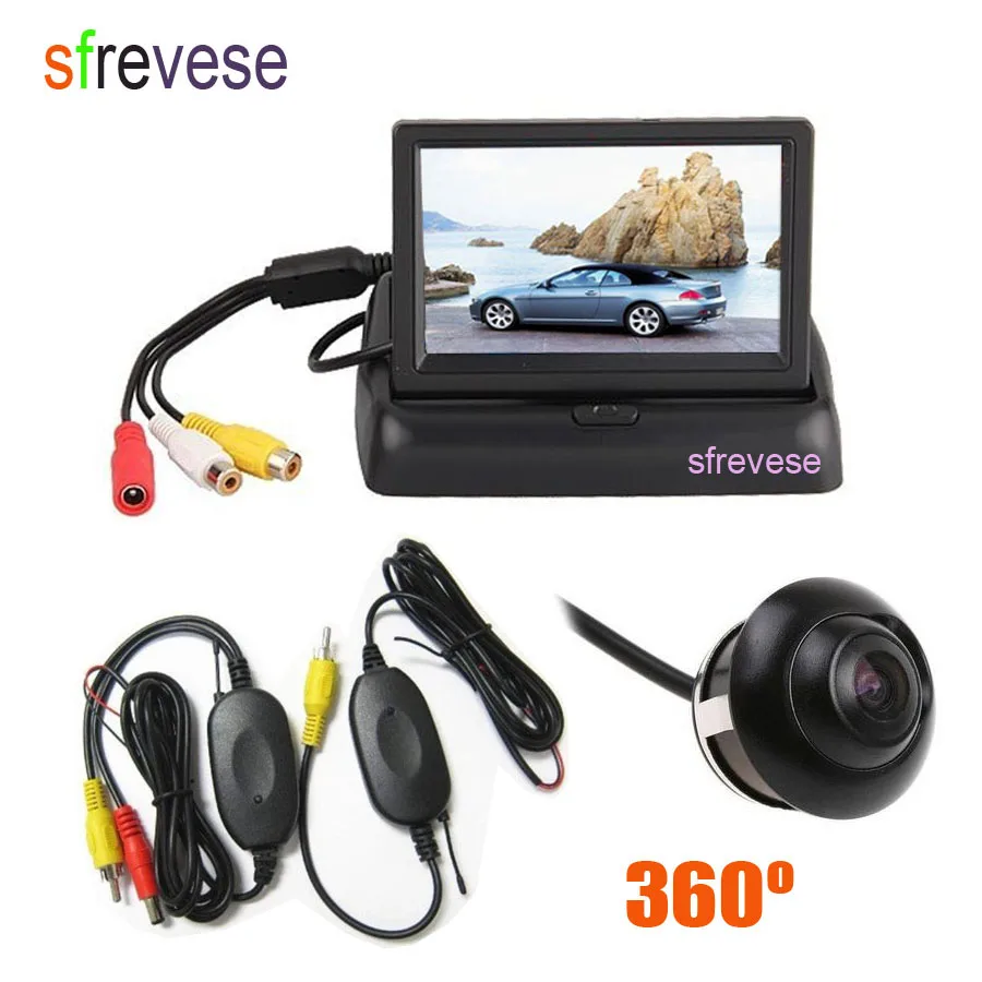 Wireless 360 Degree Rotateable Car Vehicle Reversing Parking Backup Camera + 4.3" LCD Foldable Monitor Rear View Kit
Wireless 360 Degree Rotateable Car Vehicle Reversing Parking Backup Camera + 4.3" LCD Foldable Monitor Rear View Kit