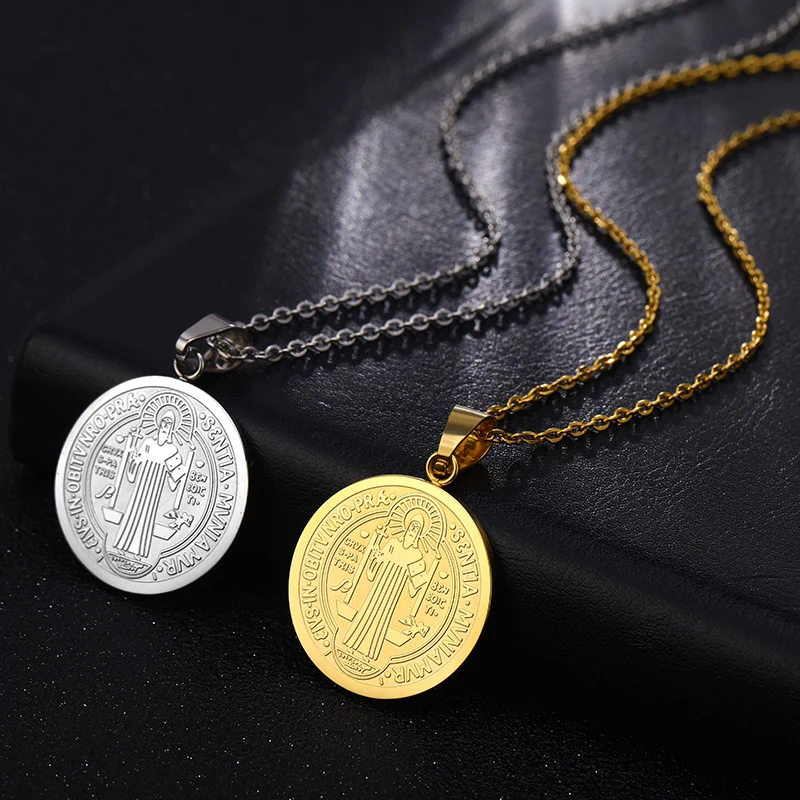 San Benito Medal Pendant St. Benedict Gold Color Stainless Steel Jesus Pendants & Necklaces For Religious Jewelry Medallion Gift
San Benito Medal Pendant St. Benedict Gold Color Stainless Steel Jesus Pendants & Necklaces For Religious Jewelry Medallion Gift