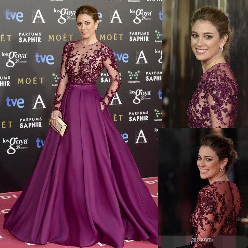 Elegant Grape Celebrity Evening Dresses Long Sleeves Lace Beaded Long Custom 2019 Prom dresses Special Occasion evening dress
Elegant Grape Celebrity Evening Dresses Long Sleeves Lace Beaded Long Custom 2019 Prom dresses Special Occasion evening dress
