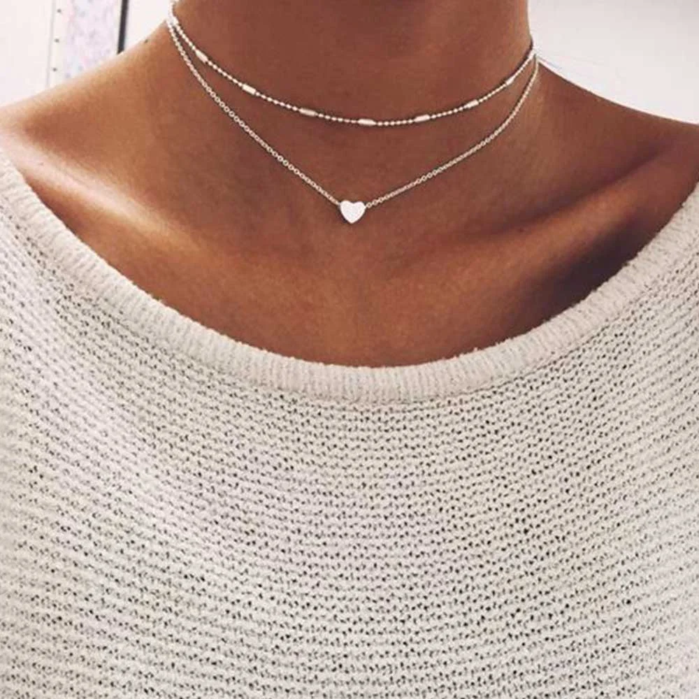 Fashion Jewelry Love Heart Necklaces & Pendants Double Chain Choker Necklace Collar Women Statement Jewelry Bijoux Drop shipping
Fashion Jewelry Love Heart Necklaces & Pendants Double Chain Choker Necklace Collar Women Statement Jewelry Bijoux Drop shipping