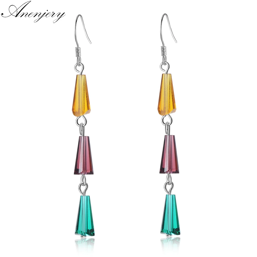 Anenjery 925 Sterling Silver Multicolored Artificial Crystal Rainbow Long Tassel Earrings For Women Girl oorbellen S-E658
Anenjery 925 Sterling Silver Multicolored Artificial Crystal Rainbow Long Tassel Earrings For Women Girl oorbellen S-E658