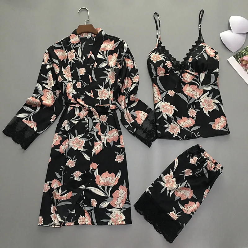 Women Home Wear Pajamas 3PC Strap Top Pants Suit Sleepwear Sets Nightgown Sexy Lady Kimono Robe Bath Gown Nightdress
Women Home Wear Pajamas 3PC Strap Top Pants Suit Sleepwear Sets Nightgown Sexy Lady Kimono Robe Bath Gown Nightdress