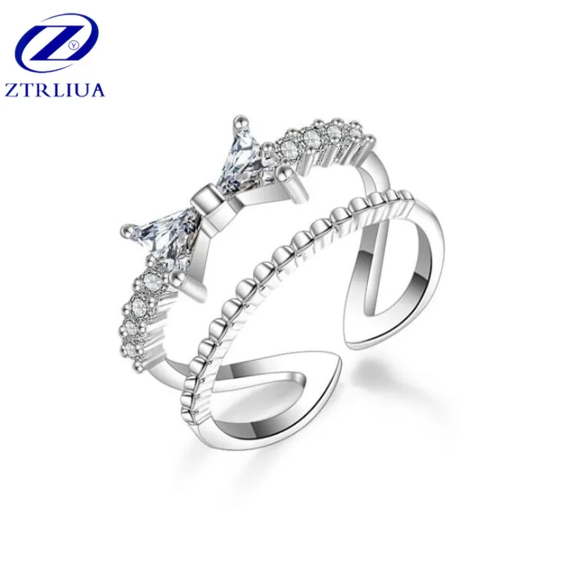 Fashion Temperament 925 Sterling Silver Jewelry Temperament Double Layer Butterfly Bow Female Opening Crystal Rings SR311
Fashion Temperament 925 Sterling Silver Jewelry Temperament Double Layer Butterfly Bow Female Opening Crystal Rings SR311