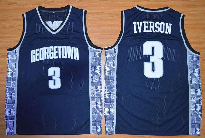 

#3 ALLEN IVERSON Georgetown Hoyas College Top quality Retro Throwback Stitched Basketball Jersey Embroidery US Size XXS-XXL