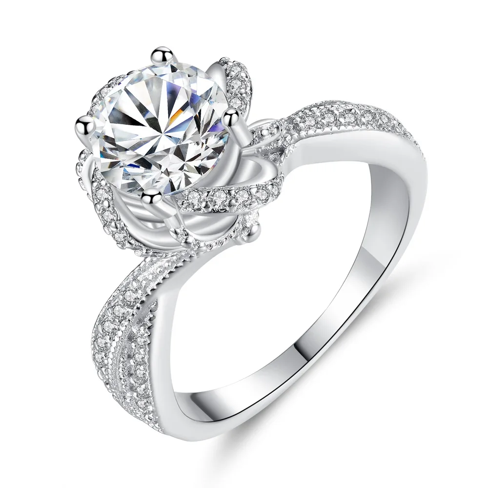 WYJZY красиво оформленное инкрустированное кольцо с фианитом AAA свадебное для