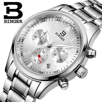 Switzerland BINGER men's watches luxury brand Quartz waterproof clock full stainless steel Chronograph Wristwatches B9202
Switzerland BINGER men's watches luxury brand Quartz waterproof clock full stainless steel Chronograph Wristwatches B9202