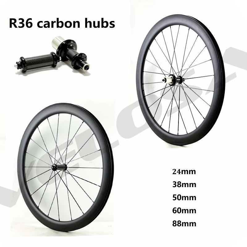 

R36 carbon hubs 700C road bike Carbon Wheels 24mm 38mm 50mm 60mm 88mm Tubular Clincher Super Light Carbon Wheelset
