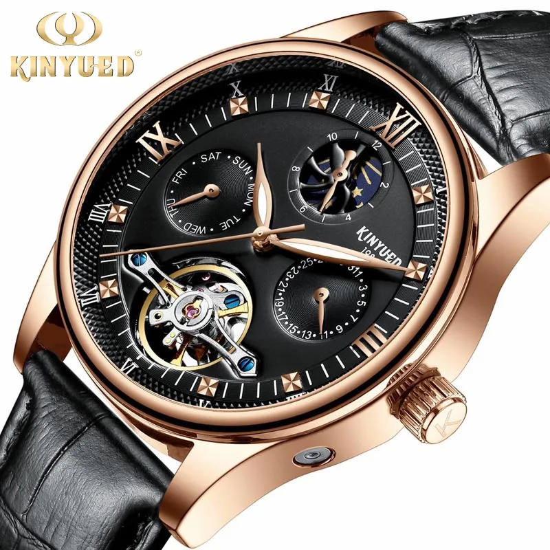 KINYUED Hand Carved Exquisite Diamond Tourbillon Men's Automatic Mechanical Watch Gift Moon phase Luminous Relogio Masculino
KINYUED Hand Carved Exquisite Diamond Tourbillon Men's Automatic Mechanical Watch Gift Moon phase Luminous Relogio Masculino