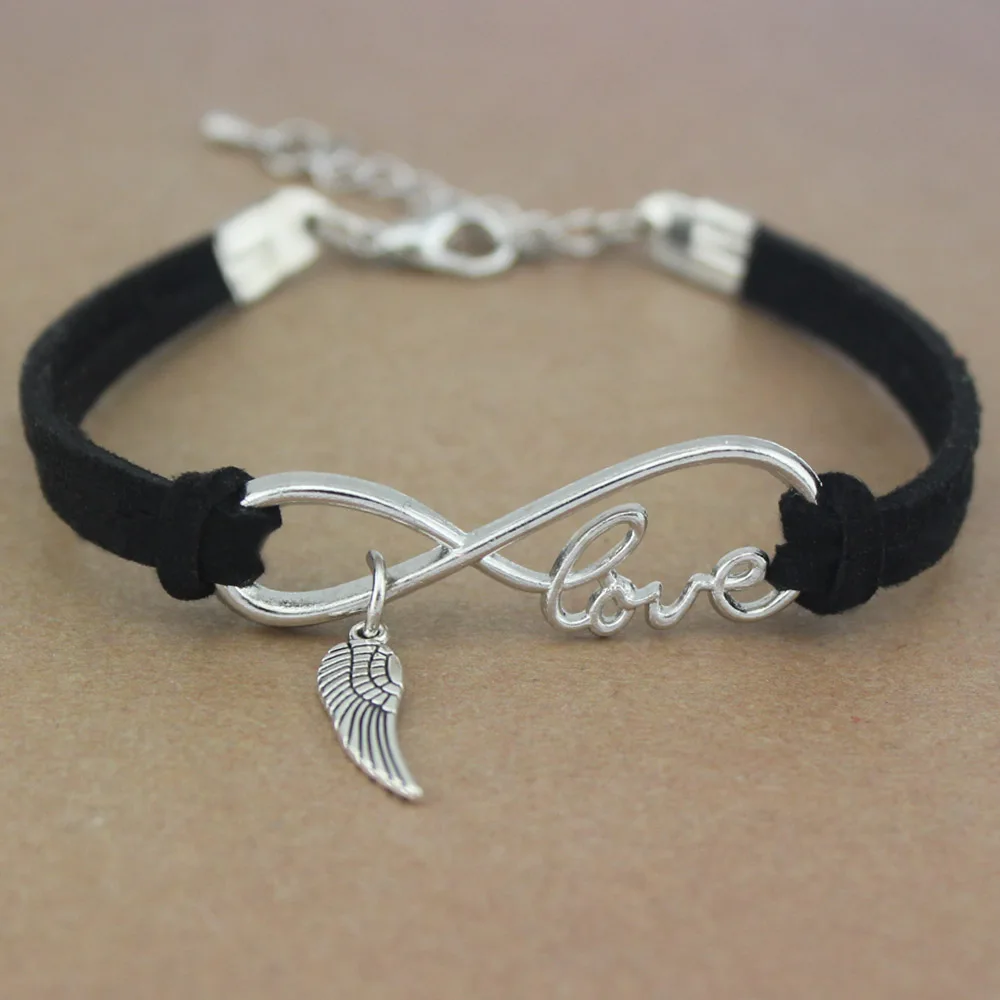 Bolsa De Regalo Gratis Plateado Ala De Ángel Pluma Amor pulsera señoras de la joyería