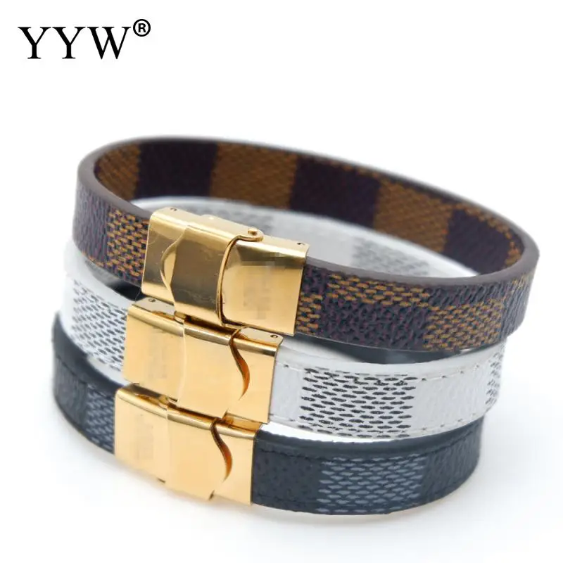 Vintage Unisex Stainless Steel Bangle With Leather Bracelets Fashion Punk Style Golden Jewelry Gift Black/White/Brown Bangles
Vintage Unisex Stainless Steel Bangle With Leather Bracelets Fashion Punk Style Golden Jewelry Gift Black/White/Brown Bangles