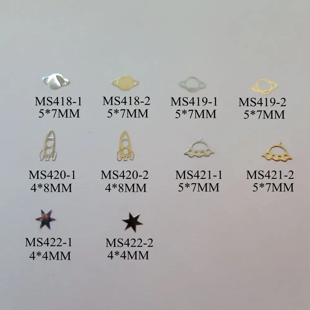 MS418-422 100pcs Universe Series Space-Ship Rocket Metal Sticker Nail Art Metal Sticker Nail Art Decoration Non-adhesive Sticker
MS418-422 100pcs Universe Series Space-Ship Rocket Metal Sticker Nail Art Metal Sticker Nail Art Decoration Non-adhesive Sticker