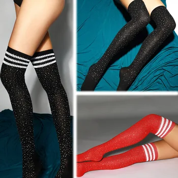 Sexy Ladies Stripe Crystal Rinestone Thighs High Sexy Body Stockings Knee Nylon Long Tights Pantyshose Lingerie Women lingerie
Sexy Ladies Stripe Crystal Rinestone Thighs High Sexy Body Stockings Knee Nylon Long Tights Pantyshose Lingerie Women lingerie